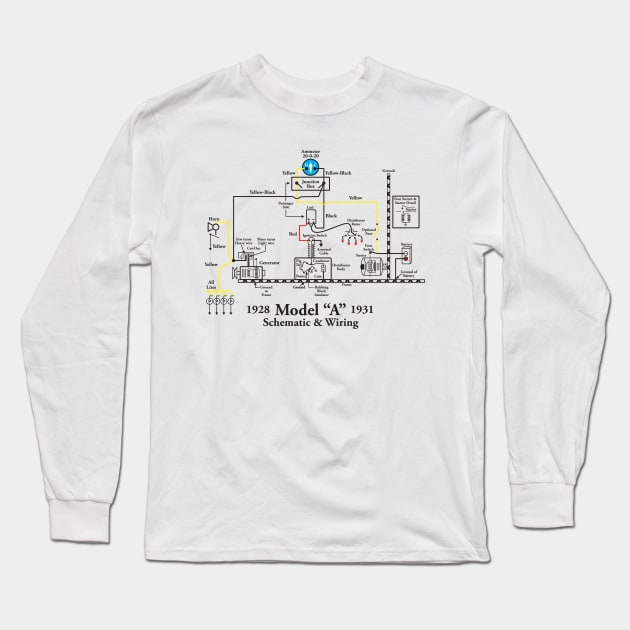 Model A Wiring Diagram Long Sleeve T-Shirt by beopots